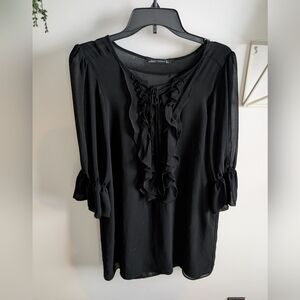 Zara Black Ruffle Mini Dress Size S